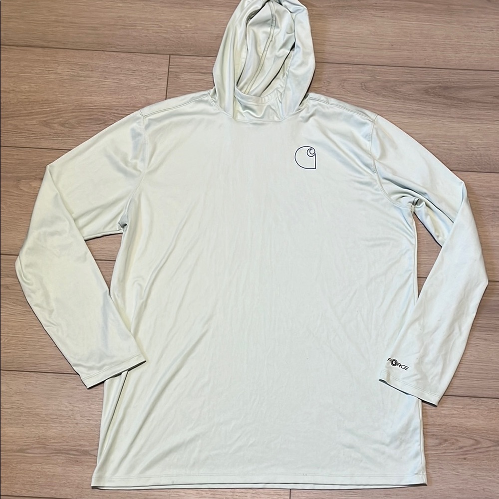 Carhartt Force Sun Defender Relaxed Fit Light Green Long Sleeve Hoodie Shirt XL